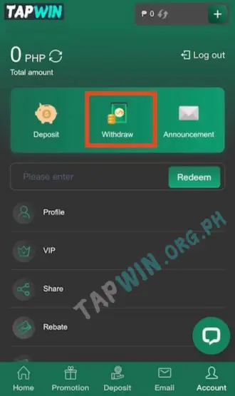 Withdraw Tapwin